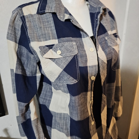 Blue Plaid Button Up Shirt - Picture 3 of 4